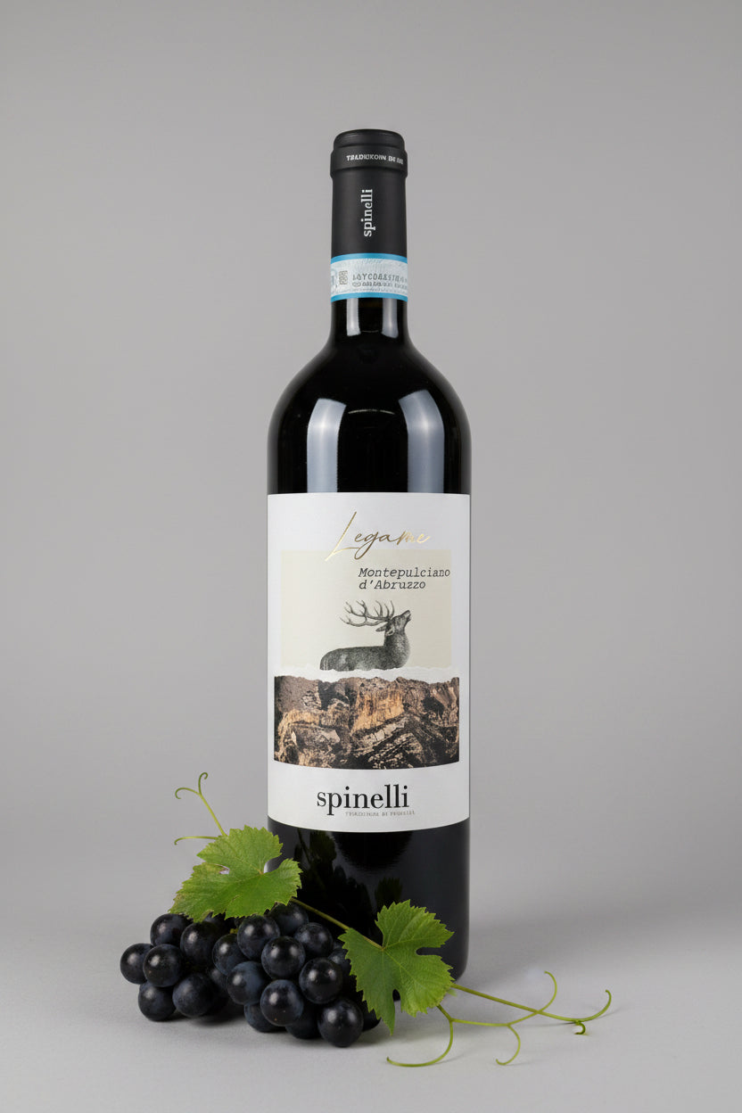 Bottiglia Montepulciano d'Abruzzo DOC Legame Spinelli 2024, tradizione di famiglia Atessa Abruzzo, selezionata dalla bottega Fratelli Belfiore di Vasto