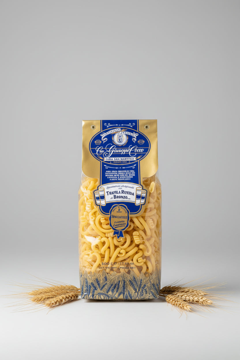 pacco di pasta cocco, spaccatelle trafila ruvida di bronzo