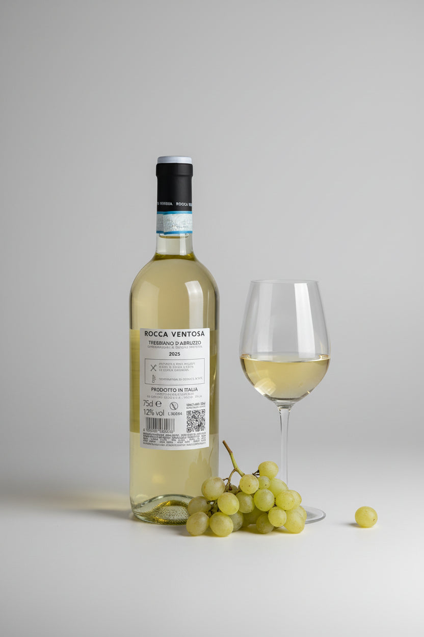 etichetta Trebbiano d’Abruzzo DOC Rocca Ventosa bottiglia vino bianco abruzzese